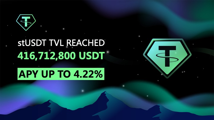 TRON 生态首个 RWA 产品 stUSDT 质押总量已超过 4 亿 USDT