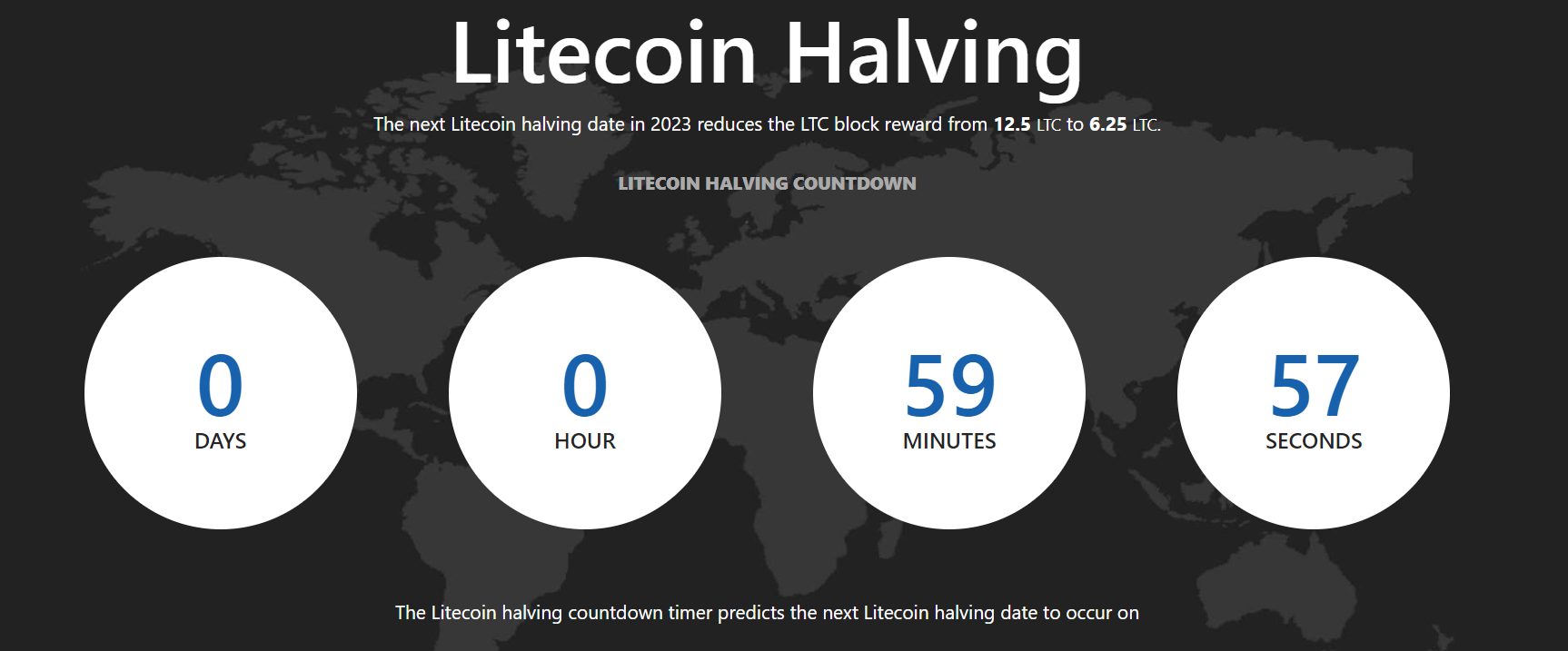 ライトコインのブロック報酬半減が1時間のカウントダウンに入ります。