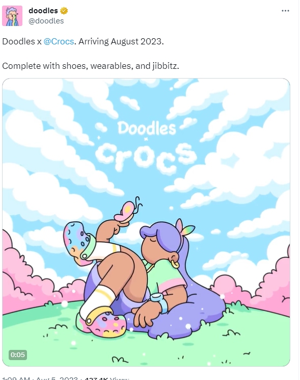 Doodles has partnered with the casual shoe brand Crocs to launch related wearable devices