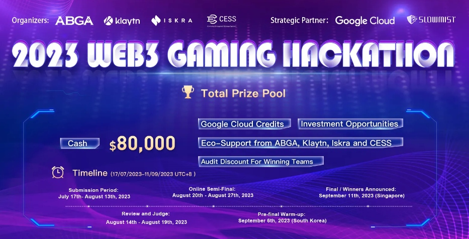 ABGA 联合 Klaytn、Iskra 和 CESS 共同主办的 2023 Web3 Gaming Hackathon 已正式开启报名