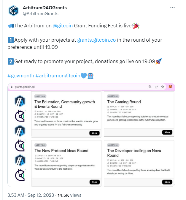Arbitrumはエコシステム資金提供プログラムを開始し、1億枚以上のARBを資金支援として提供します。