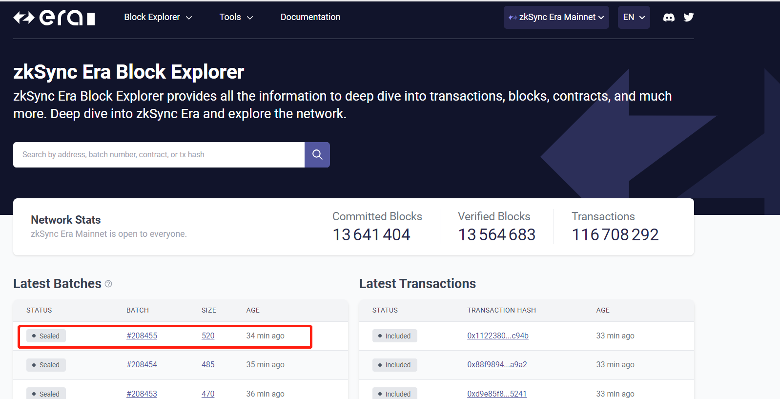 zkSync Era 메인넷이 다운된 것으로 보이며, 30분 이상 새로운 거래가 없습니다