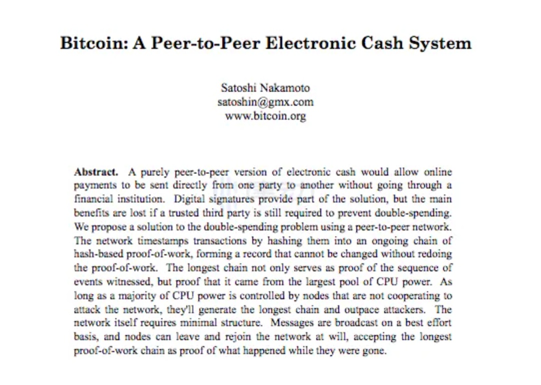 历史今日：比特币白皮书发布 15 周年