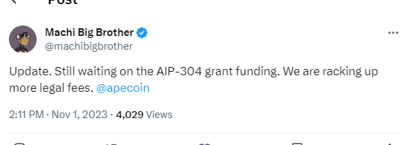 황리청: 여전히 AIP-304 제안 자금 지원을 기다리고 있습니다