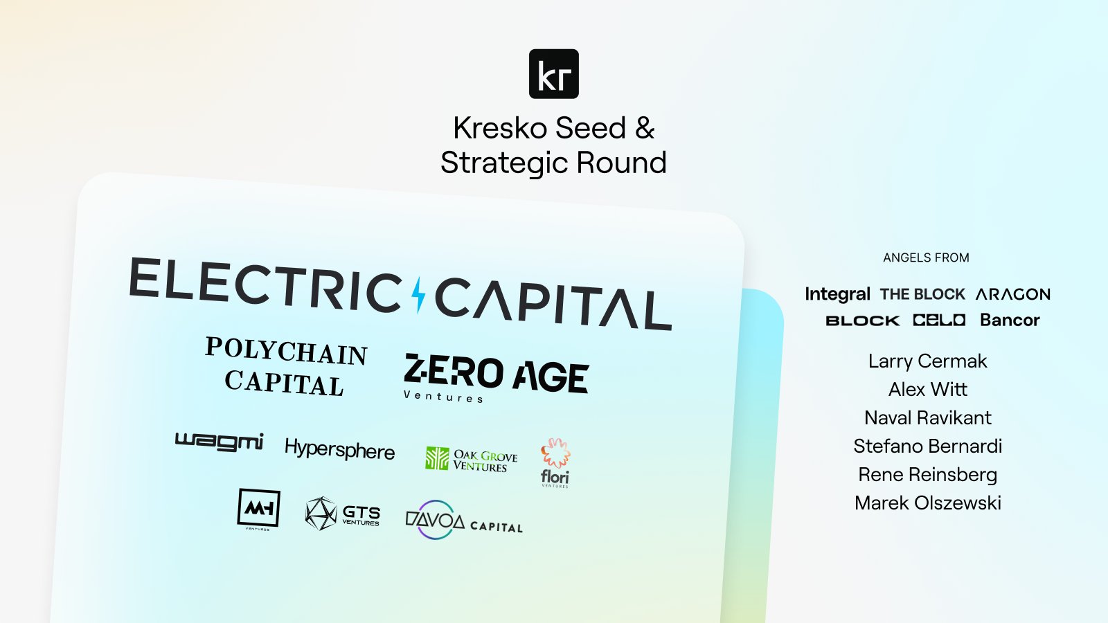 去中心化金融平台 Kresko 完成 180 万美元融资，Electric Capital 和 Zero Age Ventures 领投