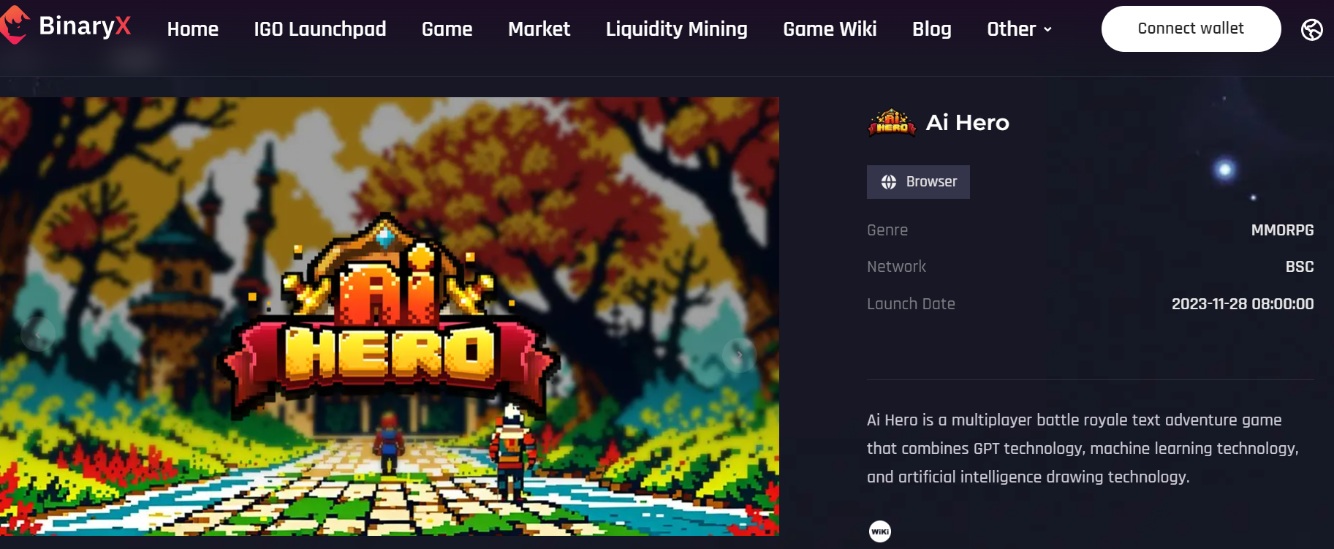GameFi 项目 BinaryX 正式推出新游戏 AI Hero