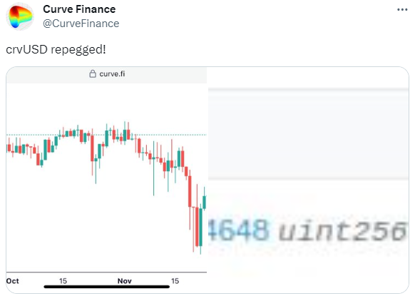 稳定币 cryUSD 价格重新锚定 1 美元