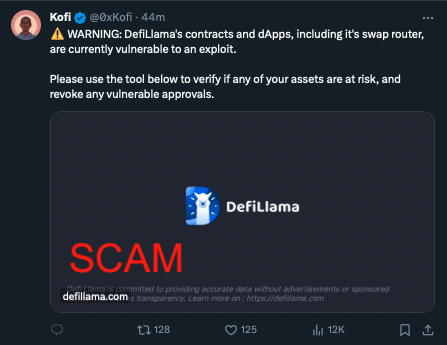 Piedun: The X account of DefiLlama contributor Kofi has been hacked, users should not click on fraudulent links