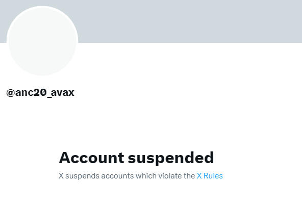 AVAX 生态符文代币 AVNE 项目 X 账号已被冻结
