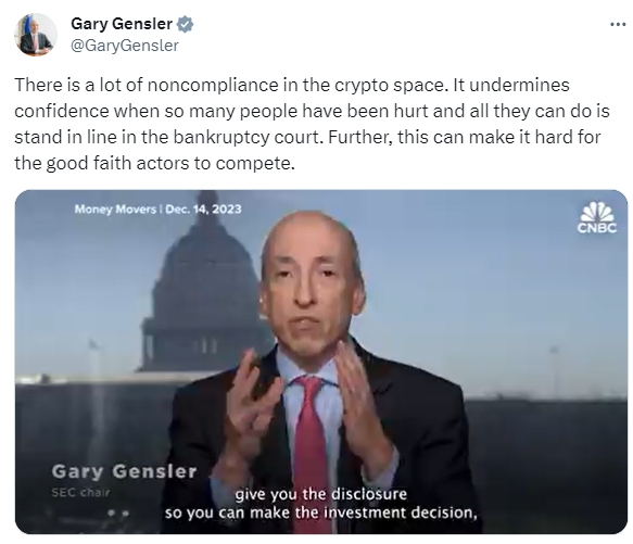 美 SEC主席 Gary Gensler ：加密货币领域存在大量违规行为