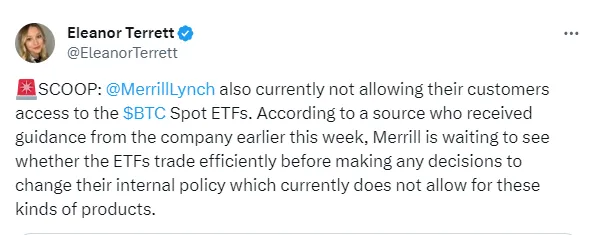 Sources: Merrill Lynch is watching the Bitcoin spot ETF trading