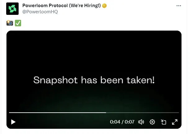 Web3 去中心化數據層 Powerloom 暗示已完成快照