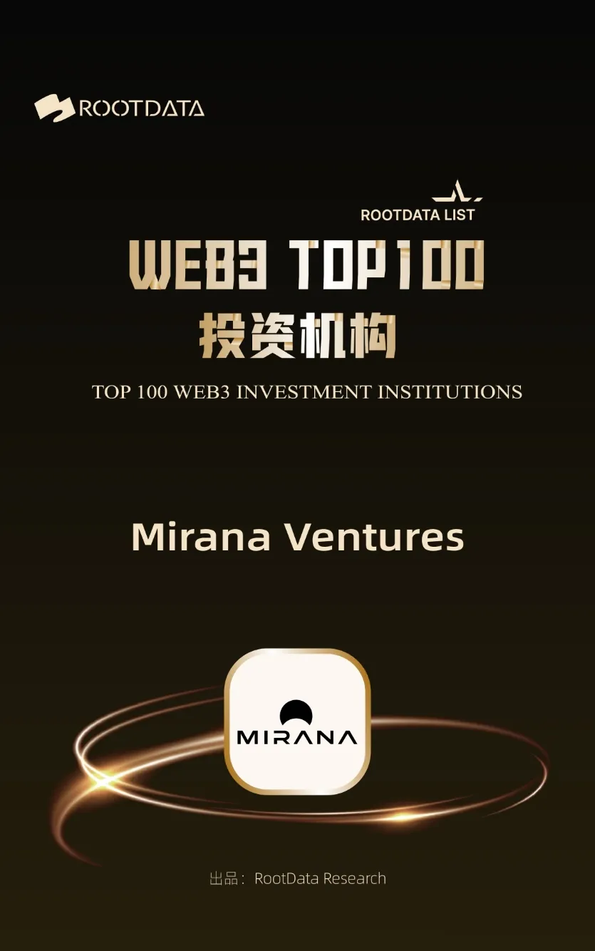 Mirana Ventures가 RootData 2023년 Top100 투자 기관에 선정되었습니다