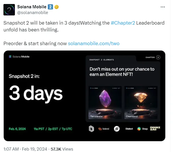 Solana Mobile 2.0 第2回 Chapter2 ランキングは3日後にスナップショットを取ります。