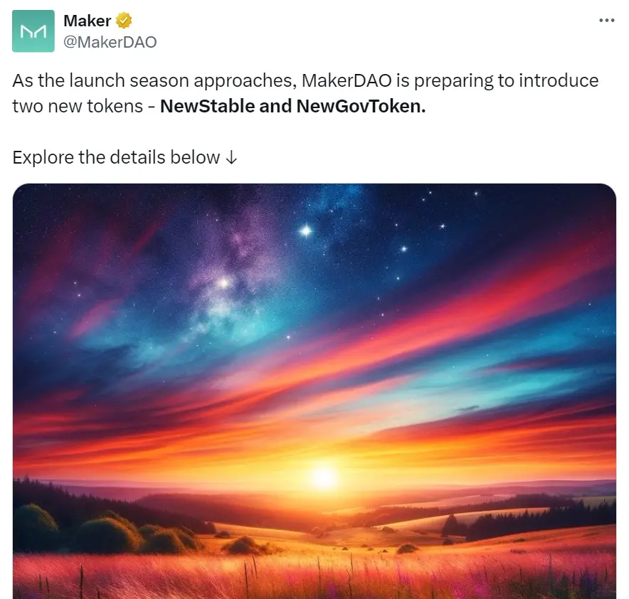 MakerDAO 将推出两种新代币 NewStable（NST）和 NewGovToken（NGT）