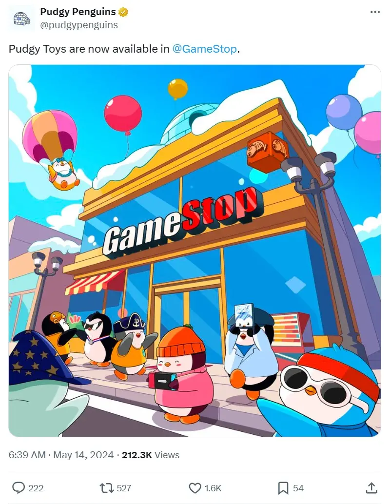 Pudgy Toys 已在 GameStop 上架
