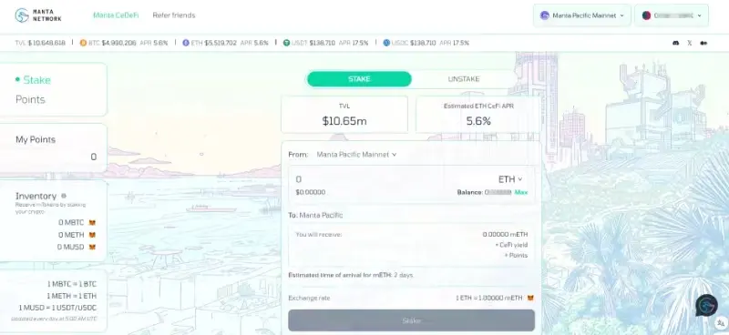 Manta Network CeDeFi 产品上线 12 小时 TVL 已突破 1000 万美元
