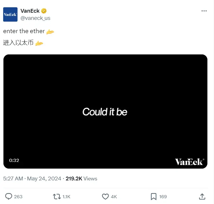 VanEck has launched its new Ethereum ETF advertisement