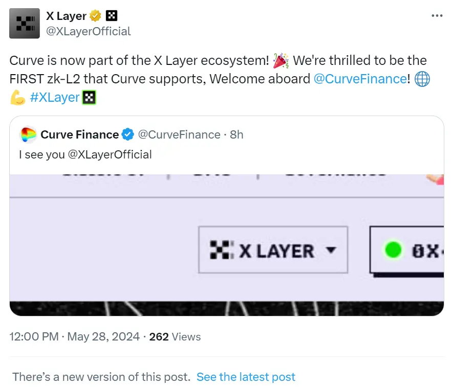 CurveがX Layerエコシステムに参加