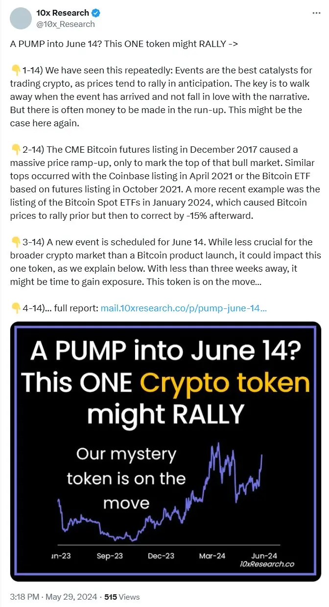 10x Research：Chiliz（CHZ）는 6월 14일 유로컵 개막으로 인해 큰 폭으로 상승할 가능성이 있습니다