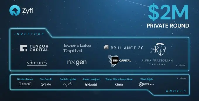 原生アカウント抽象レイヤーZyfiが200万ドルのプライベートファイナンスを完了、Tenzor Capitalなどが参加