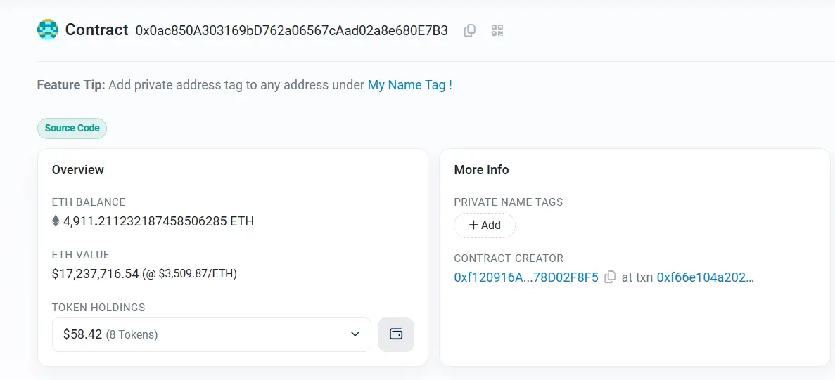 数据：Milady 创始人发起 Meme 币 CULT 预售，当前共募集 4911 枚 ETH