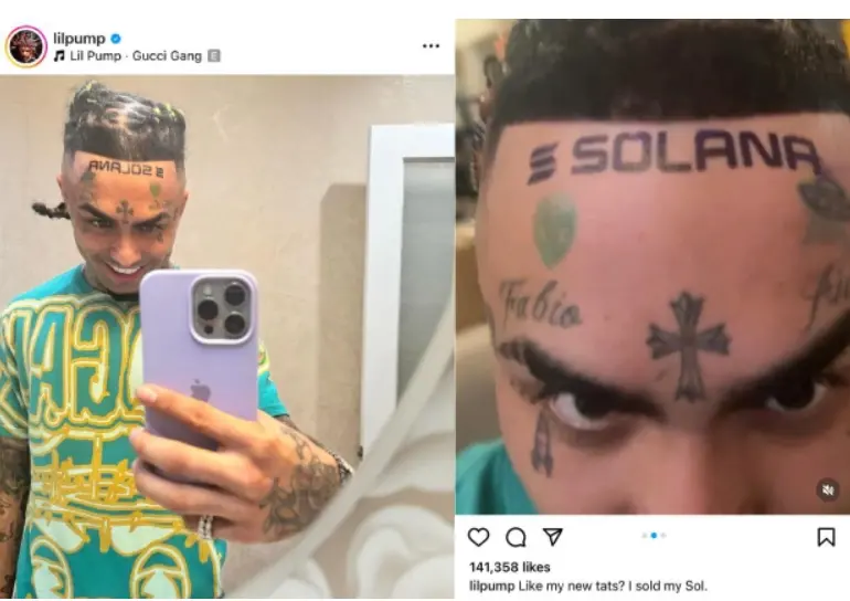 美國說唱歌手 Gazzy Garcia 在出售 SOL 代幣後在額頭上紋身 “Solana”