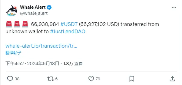 데이터: 약 6700만 개의 USDT가 알려지지 않은 지갑에서 JustLendDAO로 전송되었습니다