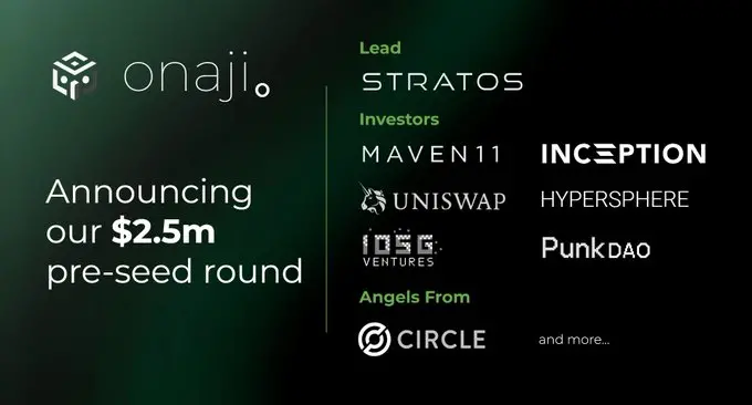 스마트 계약 블록체인 머신러닝 플랫폼 onaji가 250만 달러의 프리 시드(pre-seed) 라운드 자금을 완료했으며, Stratos가 주도했습니다