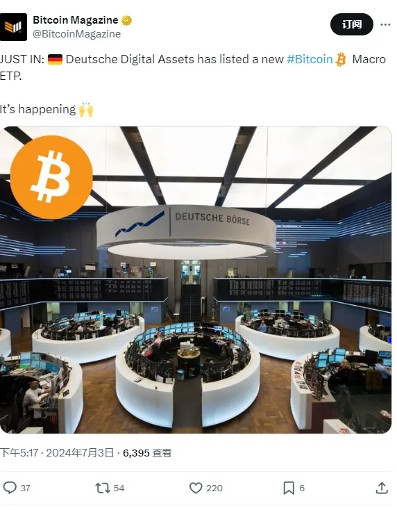 德意志數字資產上市新 Bitcoin Macro ETP