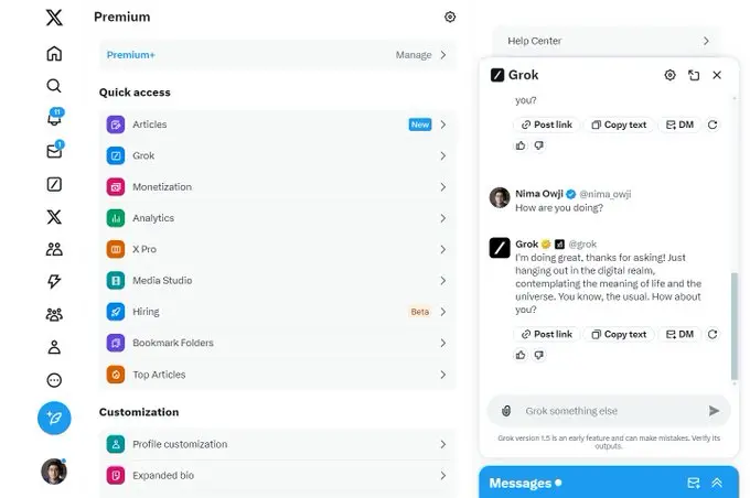 X 平台计划整合 Grok 大模型以丰富 X Premium 订阅用户的使用体验