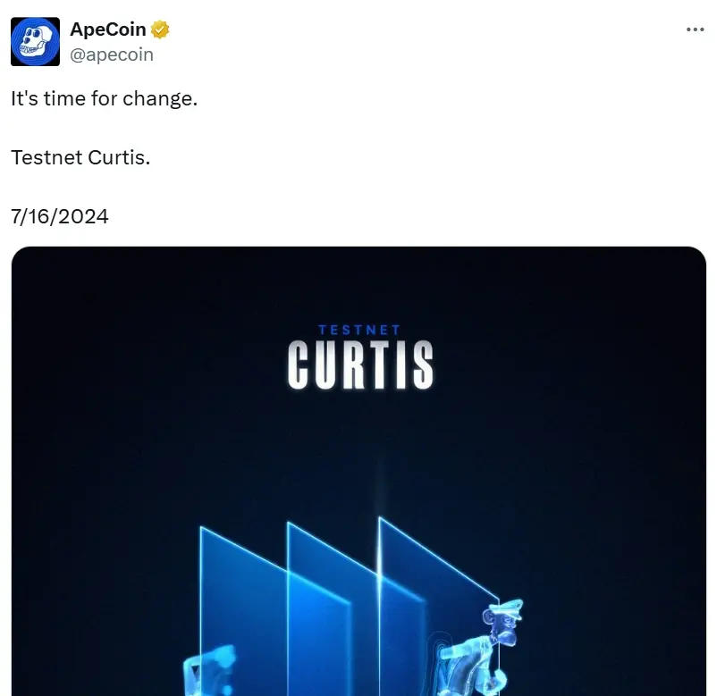 ApeCoin 推出 Apechain 测试网 Curtis