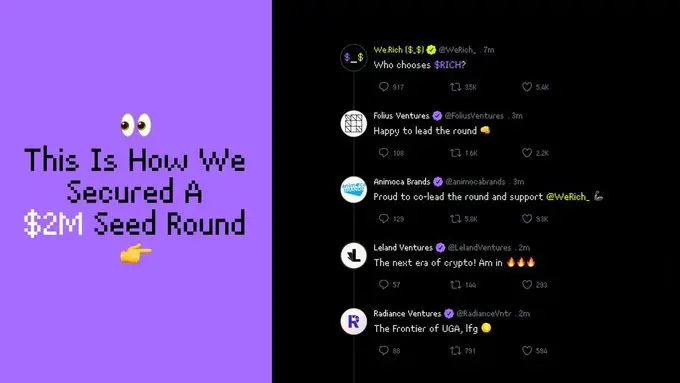 UGA 플랫폼 We.Rich가 200만 달러 시드 라운드 자금을 완료했으며, Animoca Brands와 Folius Ventures가 주도했습니다