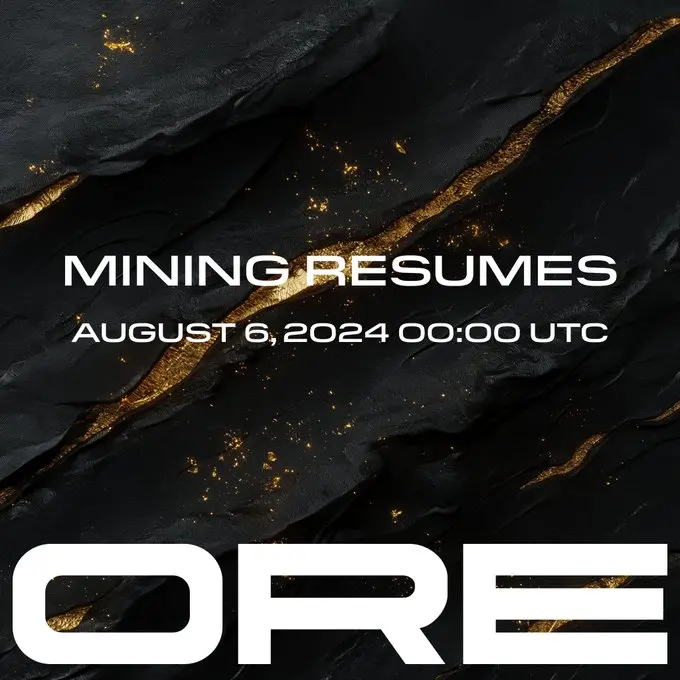Solana 链上挖矿项目 ORE 将于 8 月 6 日 8:00 恢复挖矿