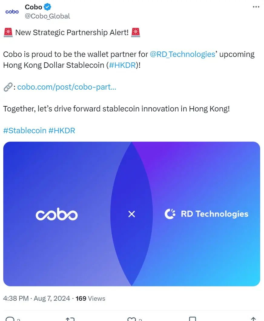 Coboは円コインテクノロジーと提携し、香港ドル安定コインHKDRの普及を共同で推進します。