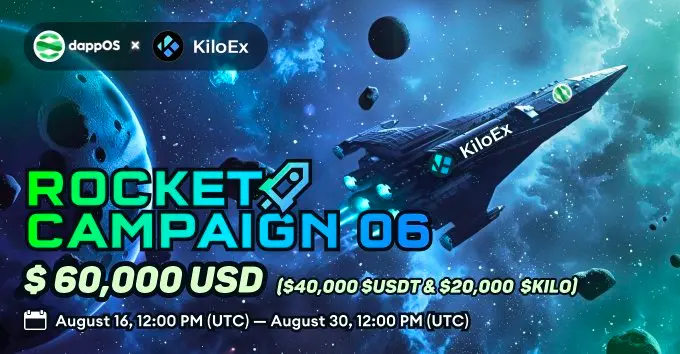 dappOS의 6차 파트너 성장 프로그램 "Rocket Campaign"이 시작되었으며, 사용자들은 Kilo 토큰 에어드랍을 받을 수 있습니다