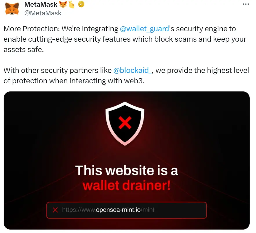 MetaMask 将集成 Wallet Guard 安全引擎以加强反诈骗防护