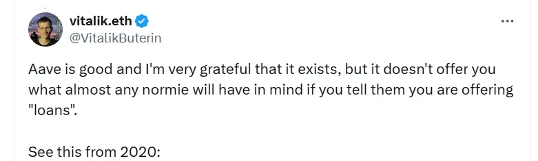 Vitalik: I am very grateful for the existence of Aave