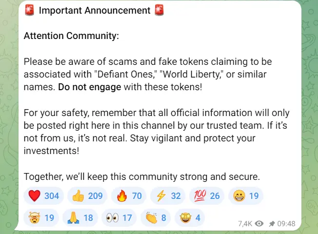 ワールドリバティファイナンシャル：似た名前の詐欺や偽トークンに注意してください