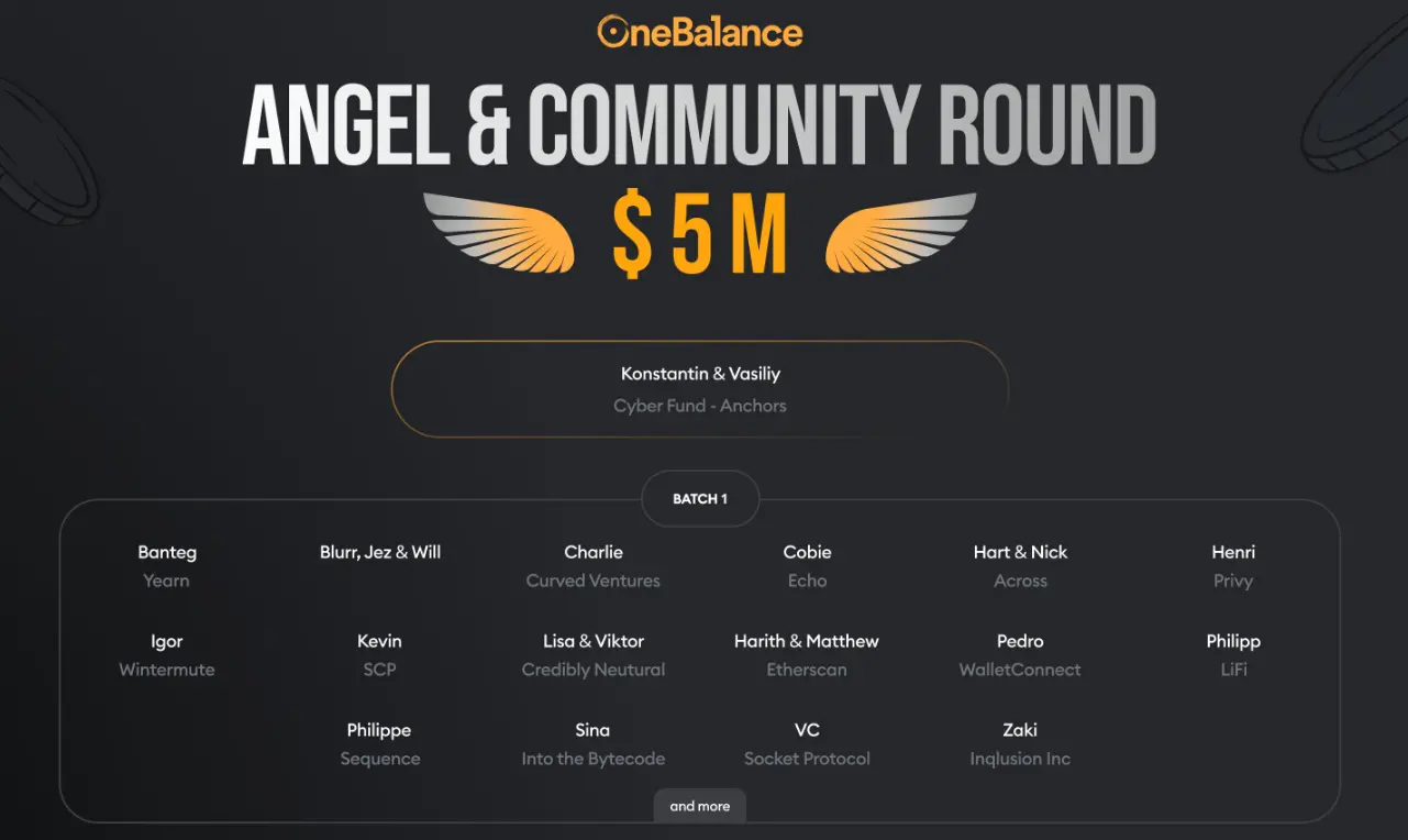 Web3 可信账户框架协议 OneBalance 完成 500 万美元的天使和社区轮融资