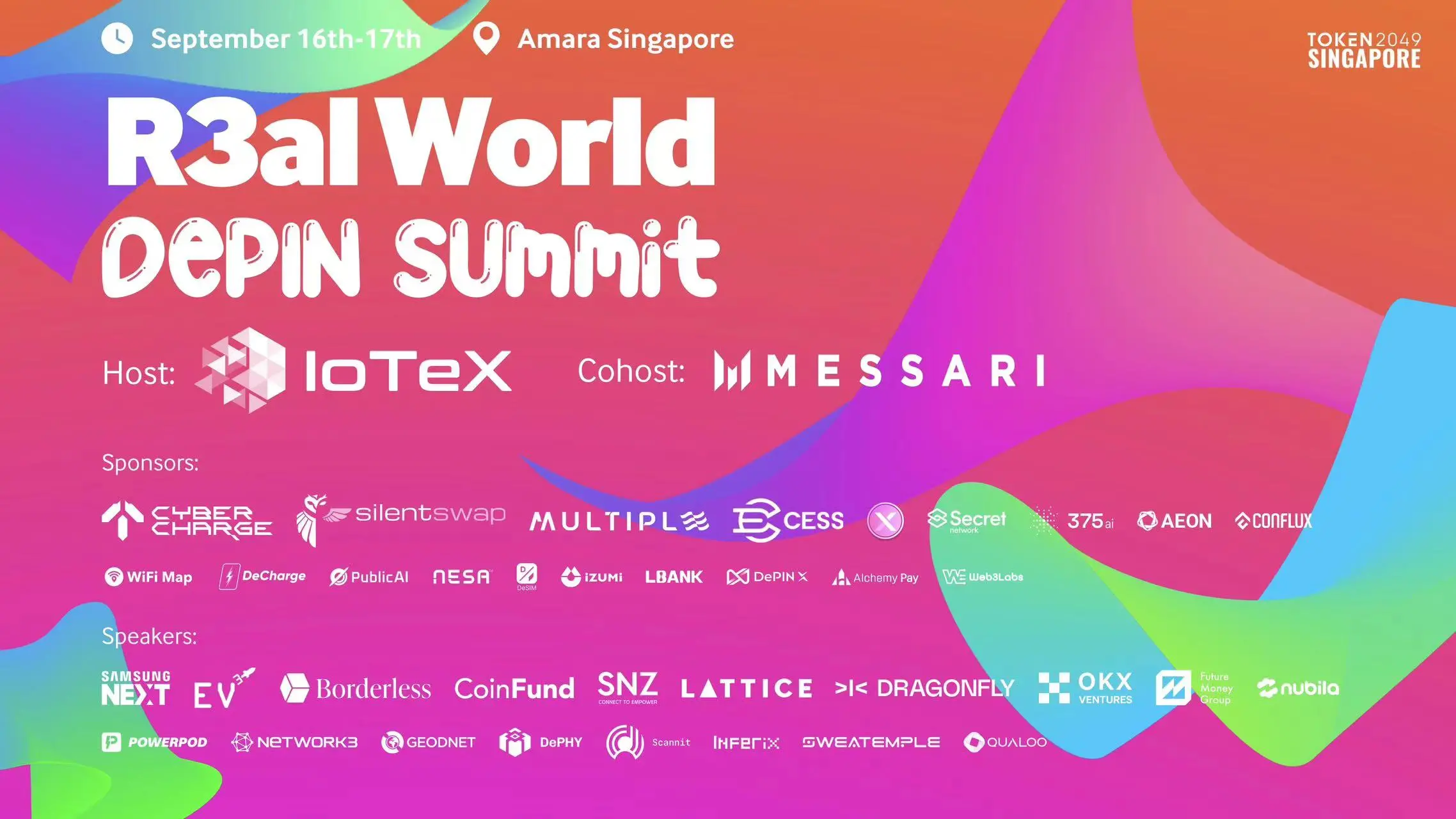 IoTeX 主催の Token2049 DePIN サミット「R3AL World」の参加申し込みが開始されました。