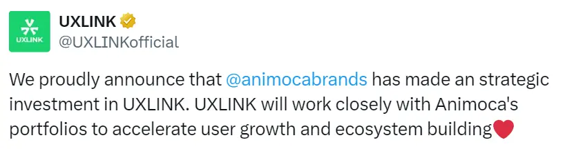 Animoca 宣布投资社交基础设施 UXLINK