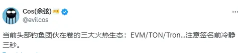 余弦：当前 EVM/TON/Tron 是存在钓鱼风险较高的生态