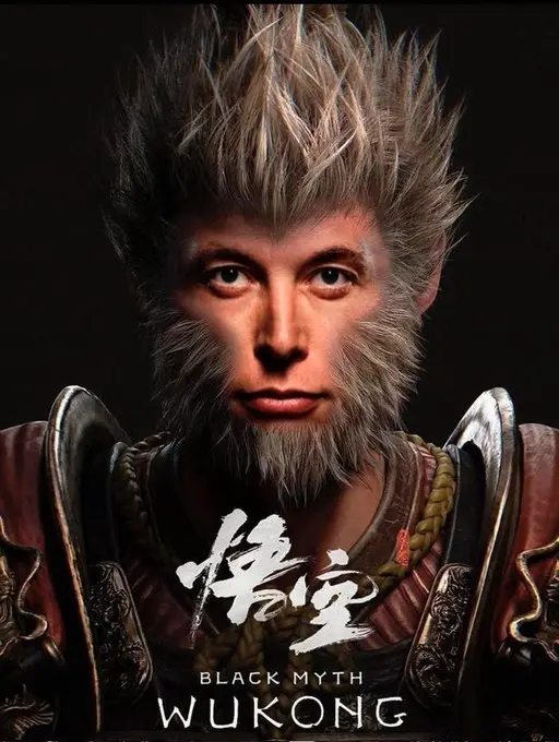 Elon Musk releases AI-generated personal facial portrait of "Black Myth: Wukong"