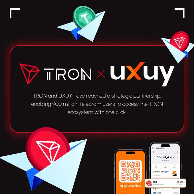 TRONはUXUYと戦略的提携を結び、9億人のTelegramユーザーがワンクリックでTRONエコシステムにアクセス可能に。