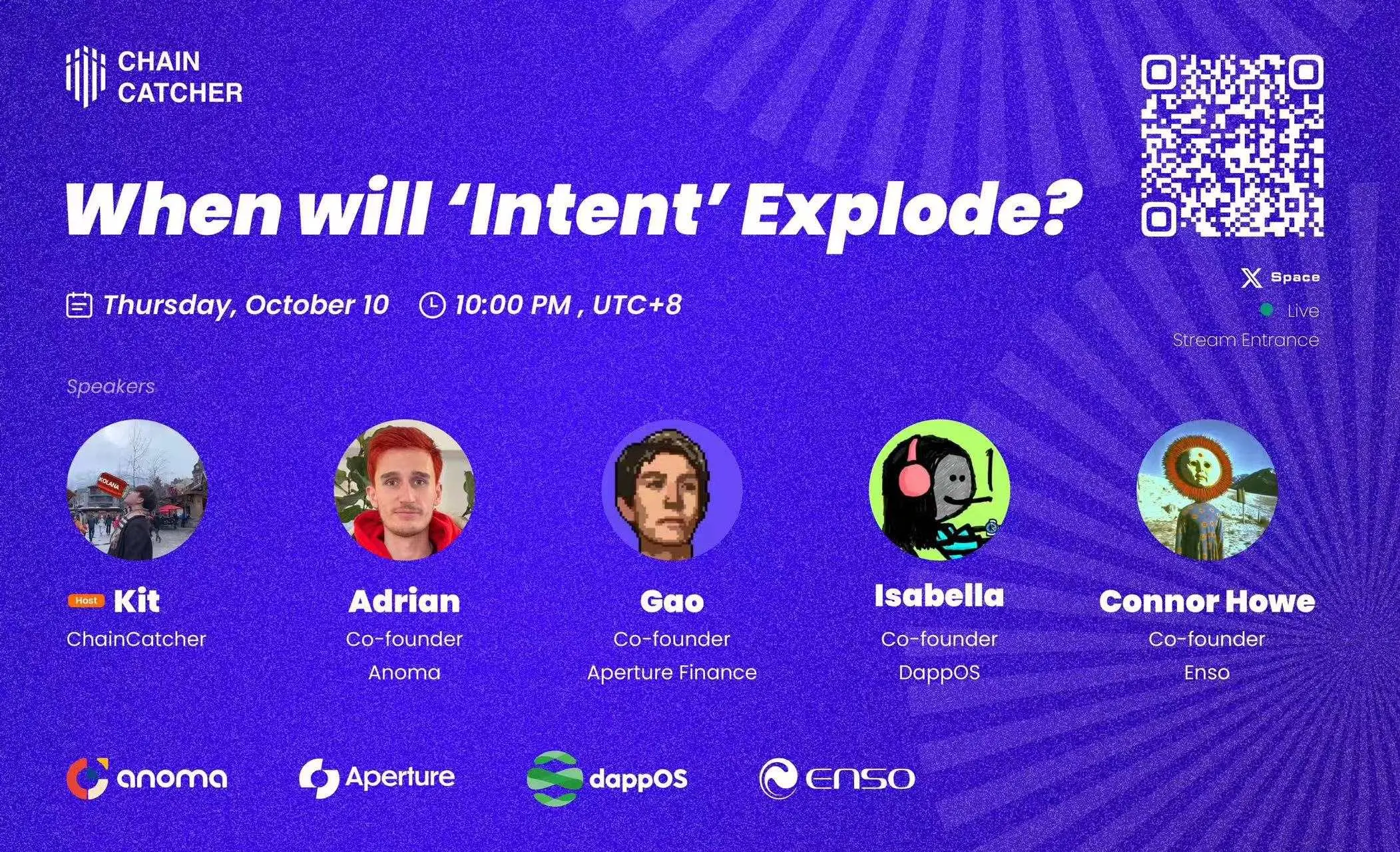 ChainCatcherは本日22:00に「Intentトラックはいつ爆発するのか？」X Spaceイベントを開催します。