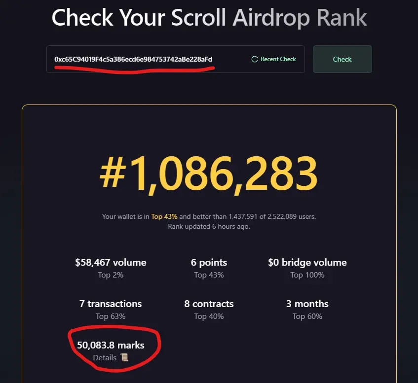 エアドロップ前夜、Scrollチームのアドレスにはどれだけのポイントがあるのか?