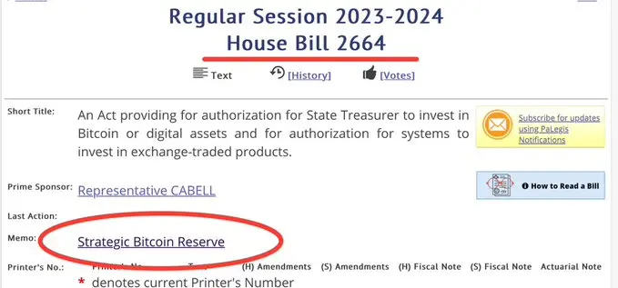 The Strategic Bitcoin Reserve Bill has been published on the Pennsylvania state website
