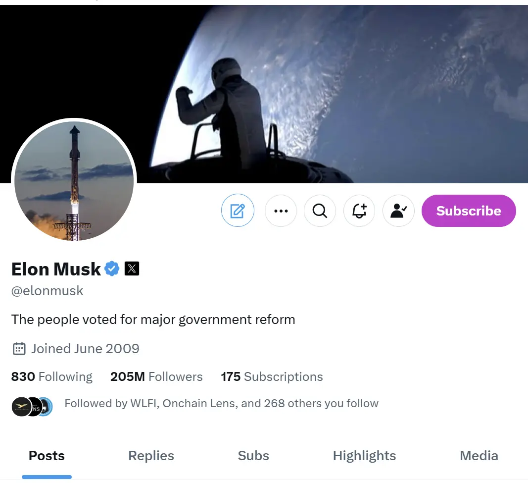 Musk changed the X account profile picture to an image of the SpaceX Starship