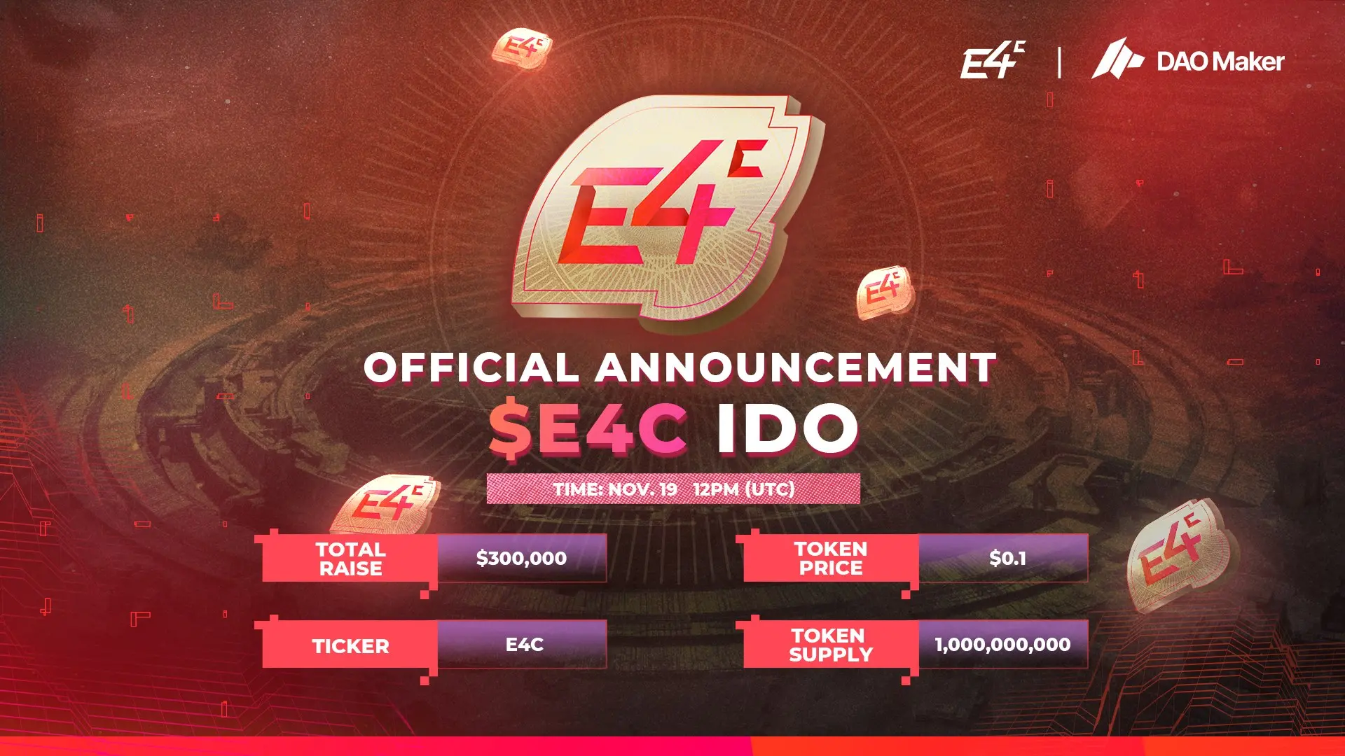 E4C 宣布将在 DAO Maker 进行 IDO：为 Sui 的游戏生态开启新篇章